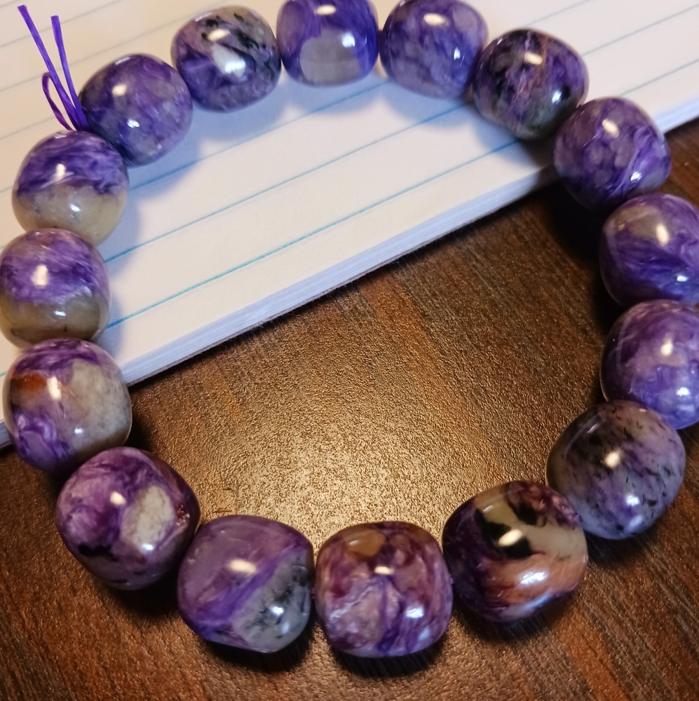 Amethyst 11mm Beaded Bracelet, 6"-7.5" wrist
